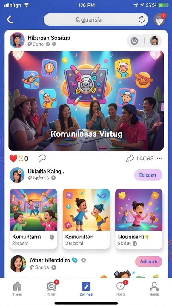 Fitur interaksi sosial yang membuat permainan lebih seru.