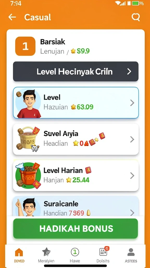 Tantangan seru di setiap level permainan.